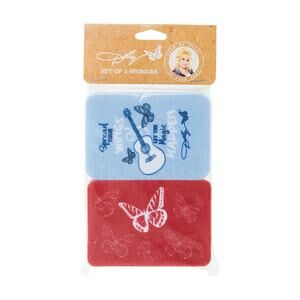 NEW Dolly Parton Butterfly & Guitar Scrubbing Sponges Blue & Red (2 Count)